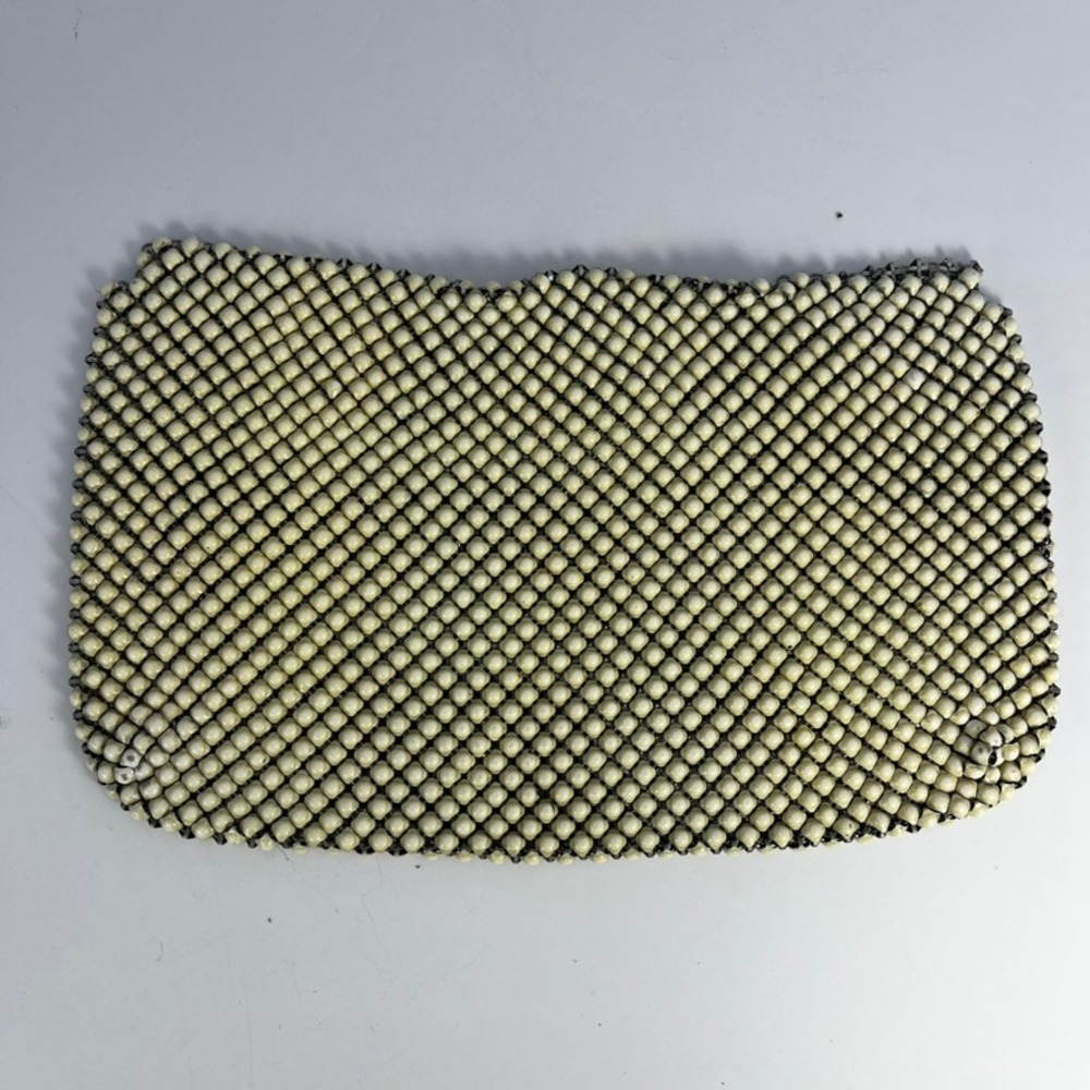 Vintage Cream Metal Mesh Fabric Remnant Whiting Davis Style Chainmail Piece